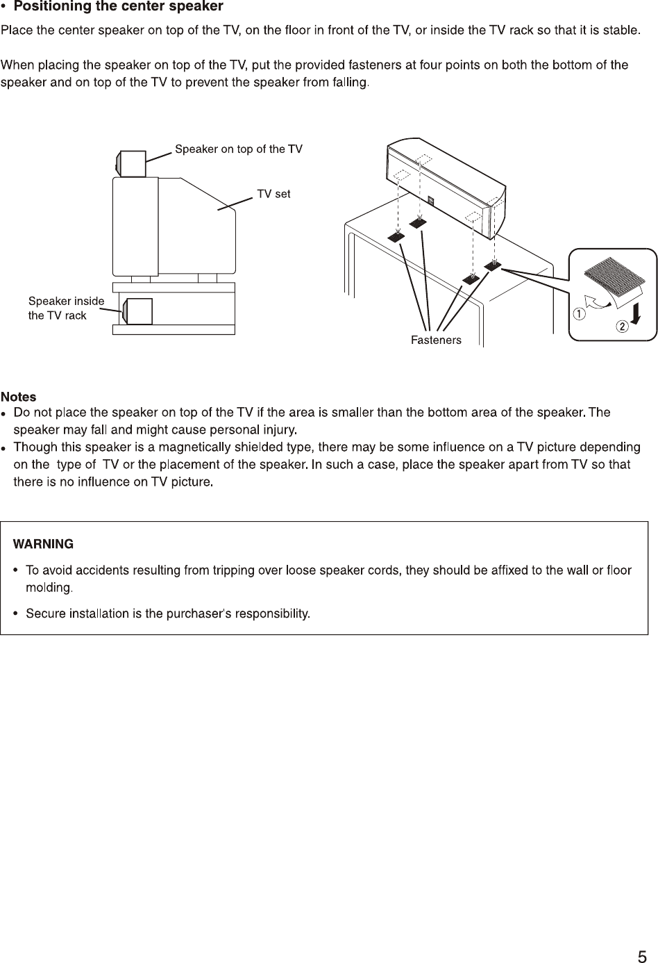 Page 5 of 8 - Yamaha 6505 NS-AP6505 Home Cinema Speaker Package Owners Manual NS-AP6505BL