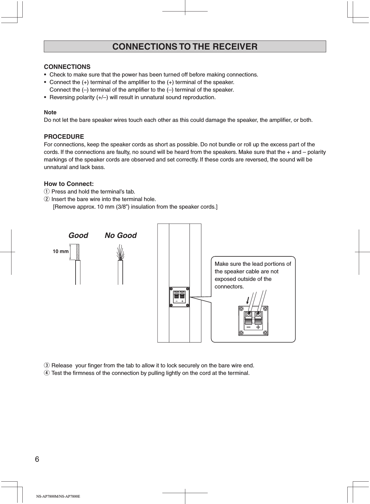 Page 6 of 8 - Yamaha NS-AP7800M Owner's Manual NS-AP7800