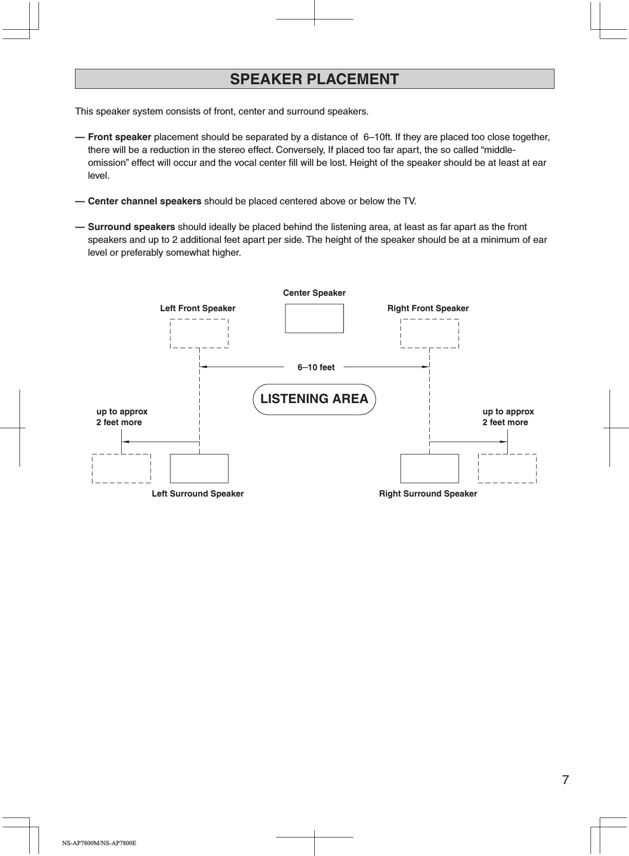 Page 7 of 8 - Yamaha NS-AP7800M Owner's Manual NS-AP7800