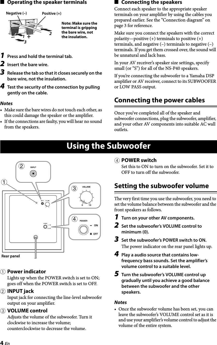 Page 8 of 11 - Yamaha NS-P40 Owners Manual