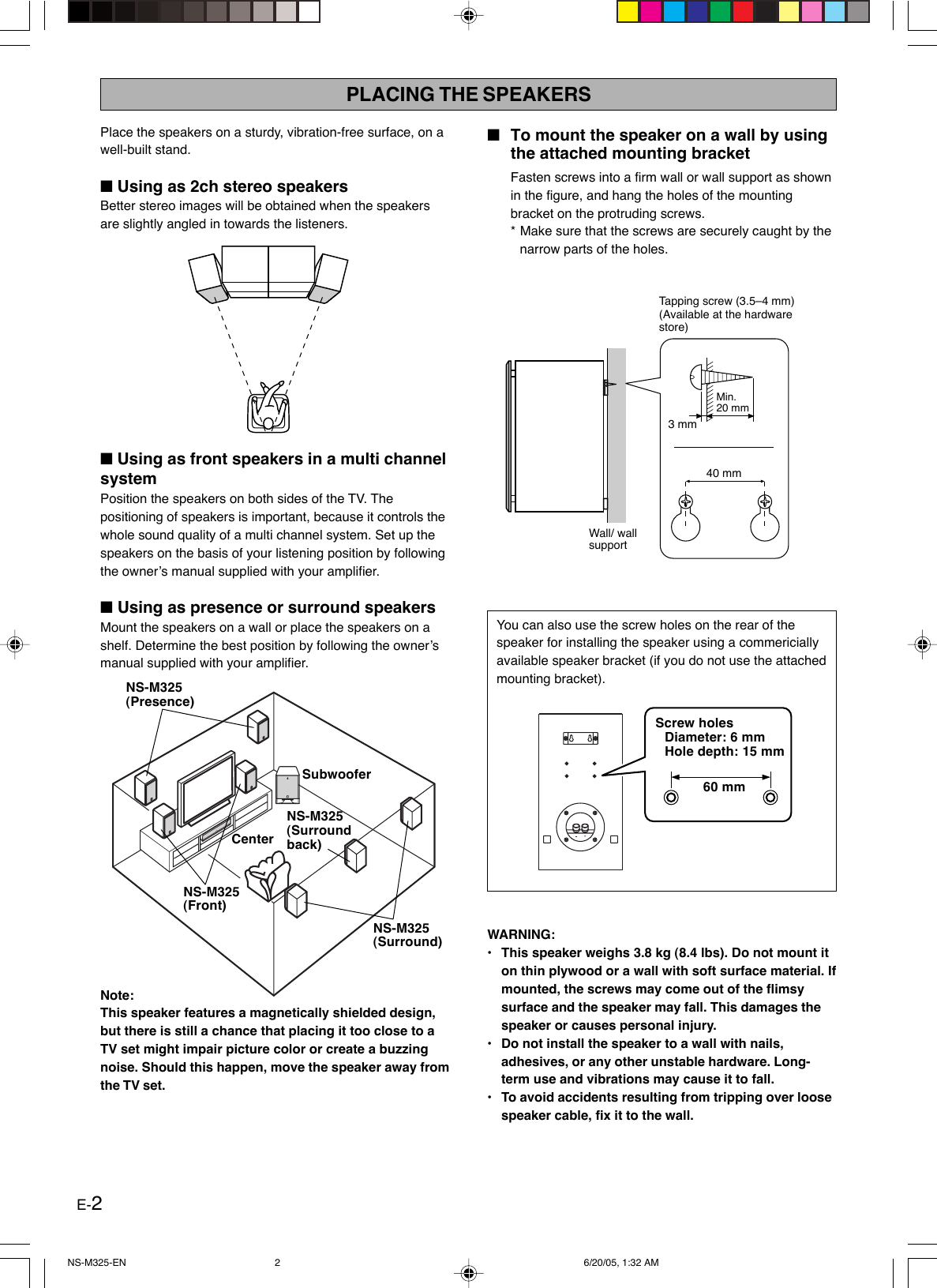 Page 2 of 4 - Yamaha Ns-M325-Owners-Manual  Yamaha-ns-m325-owners-manual