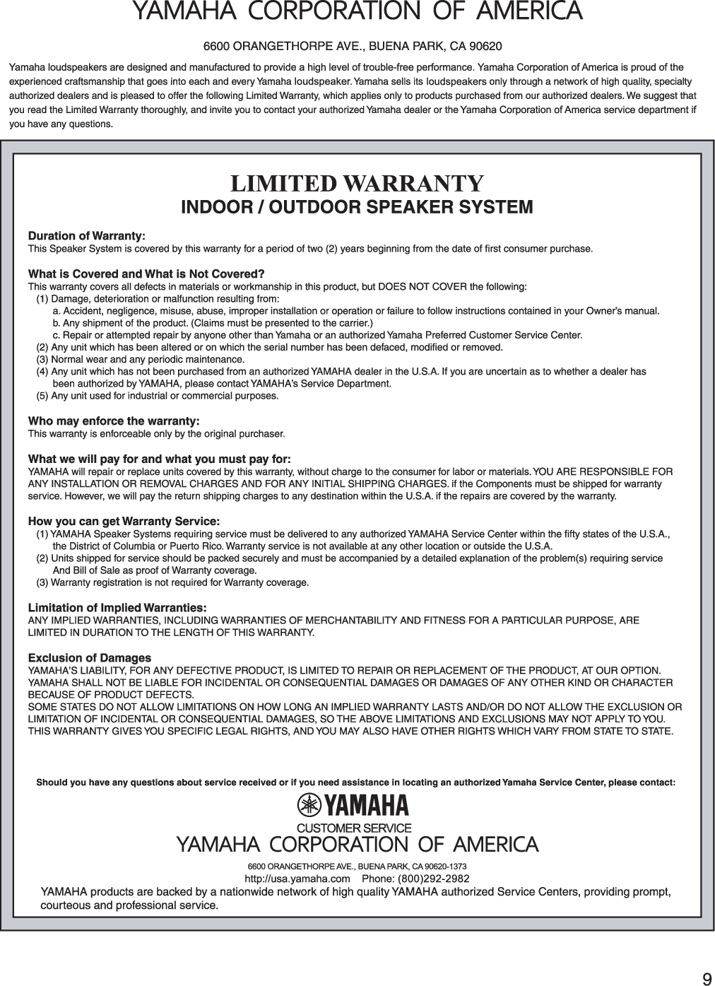 Page 11 of 12 - Yamaha NS-AW350_English Manual_200629 NS-AW350 Owner's Manual Owners-Manual-NS-AW350 USA