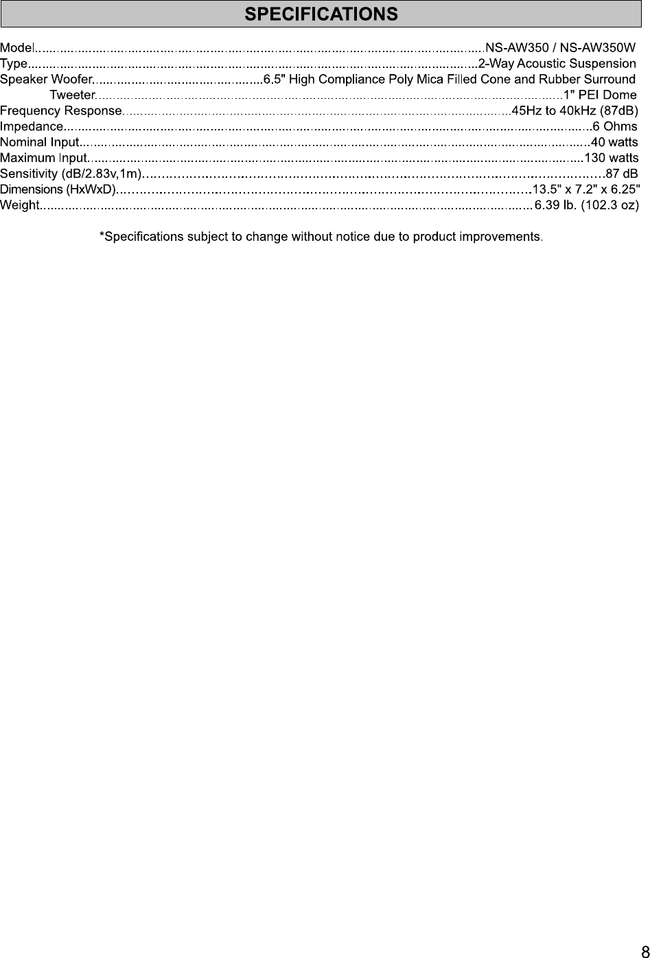 Page 9 of 12 - Yamaha NS-AW350_English Manual_200629 NS-AW350 Owner's Manual Owners-Manual-NS-AW350 USA