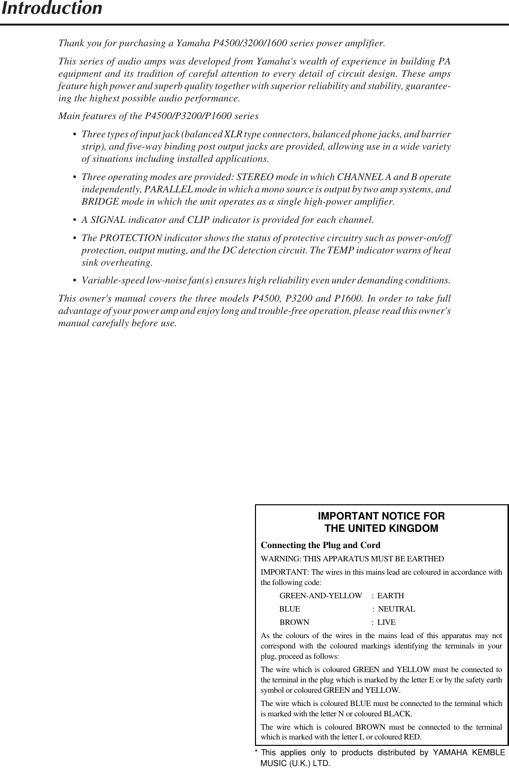 Page 2 of 12 - Yamaha P1600-Owners-Manual P4500/3200/1600_E O/M  Yamaha-p1600-owners-manual