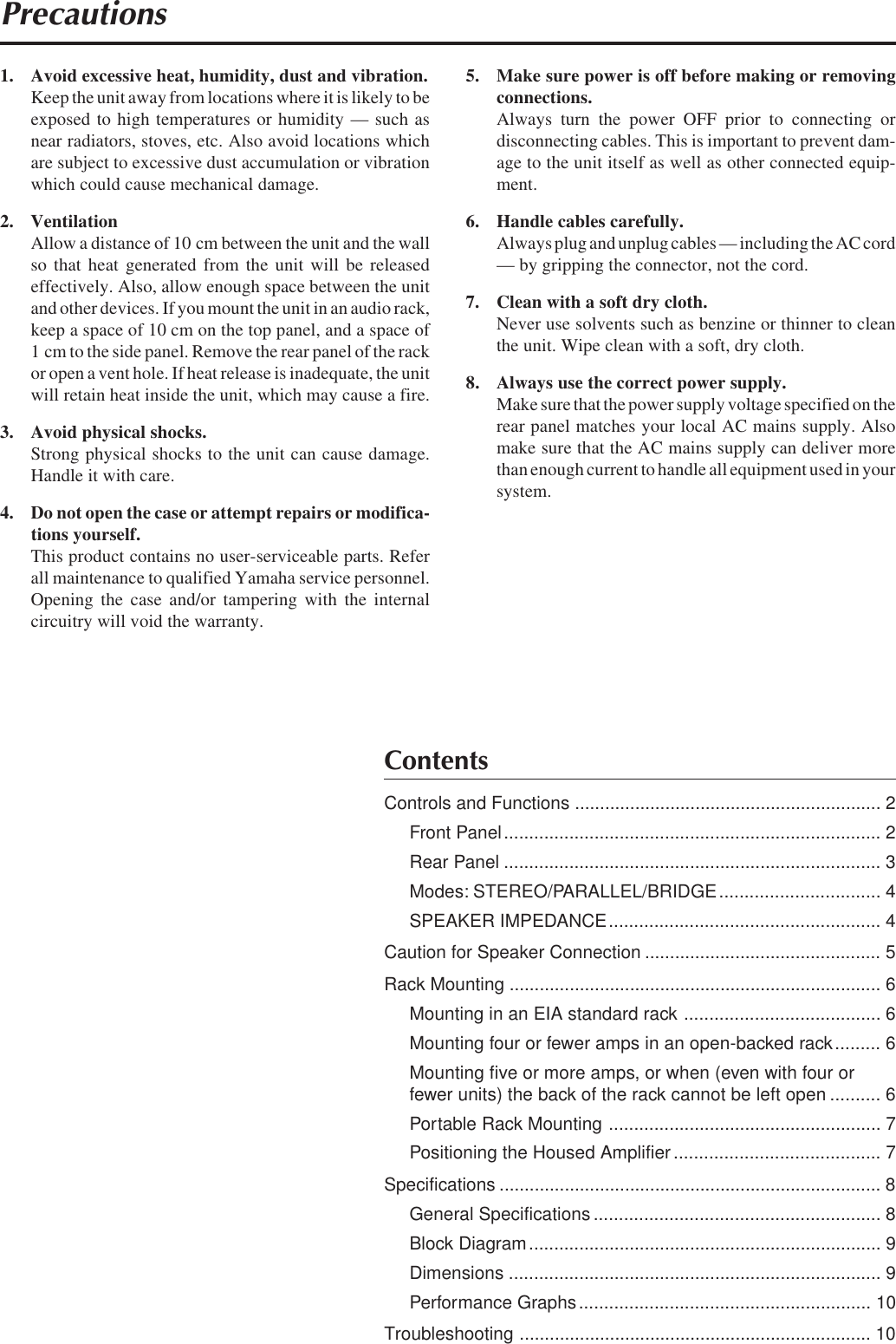 Page 3 of 12 - Yamaha P1600-Owners-Manual P4500/3200/1600_E O/M  Yamaha-p1600-owners-manual