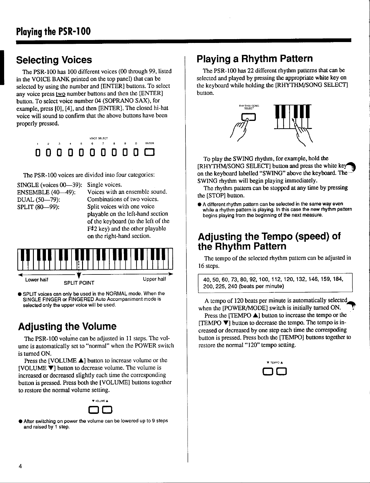 Page 6 of 10 - Yamaha  PSR-100 Owner's Manual PSR100E