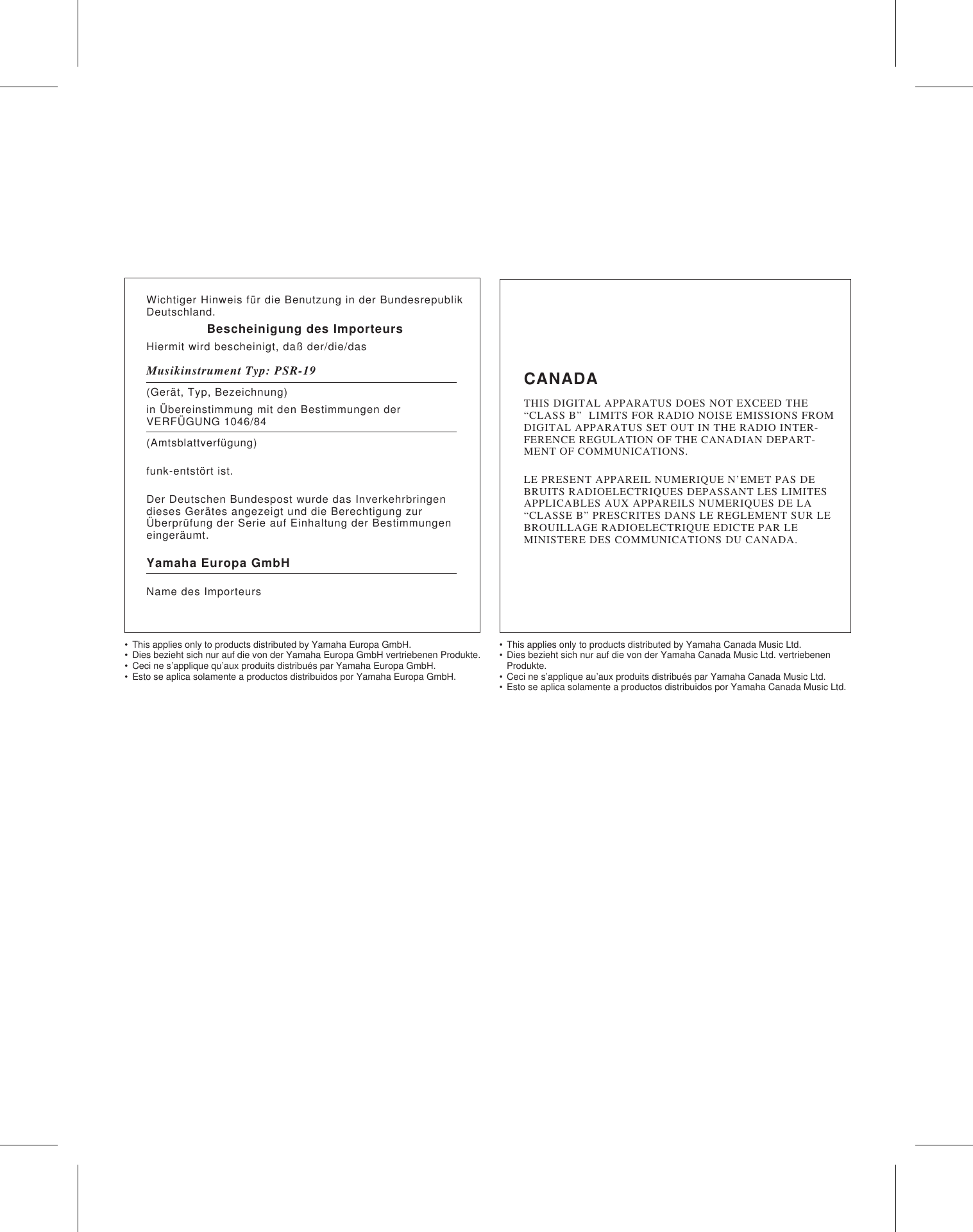 Page 10 of 11 - Yamaha PSR-19 E.G. Owner's Manual (Image) PSR19F
