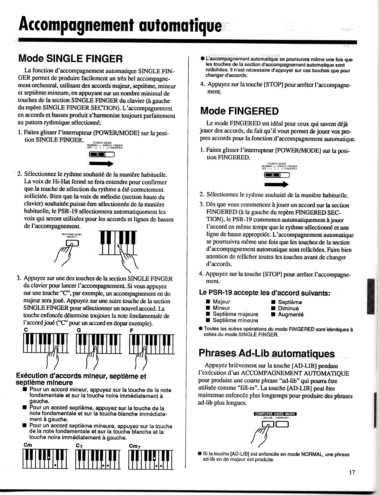 Page 7 of 11 - Yamaha PSR-19 E.G. Owner's Manual (Image) PSR19F