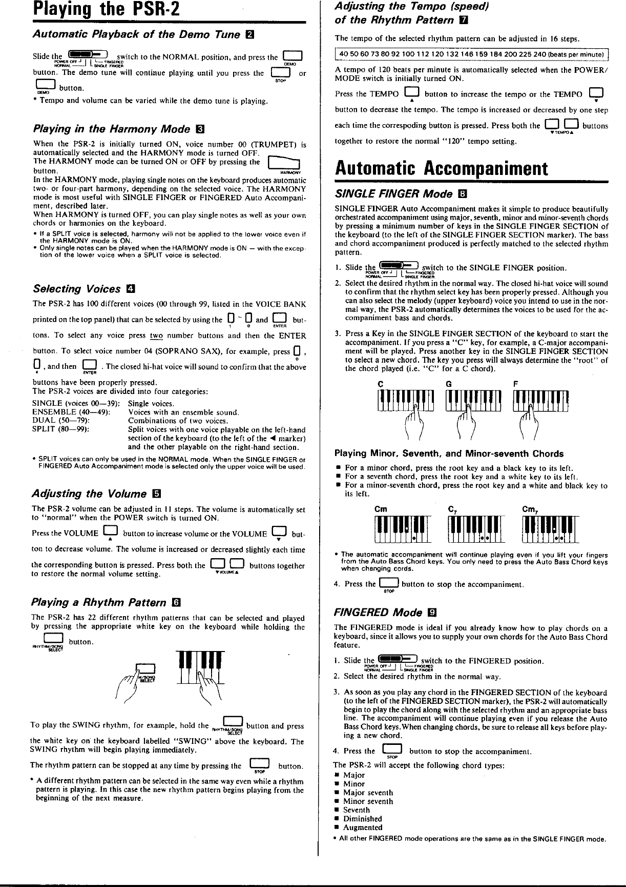 Page 4 of 11 - Yamaha  PSR-2 Owner's Manual (Image) PSR2E
