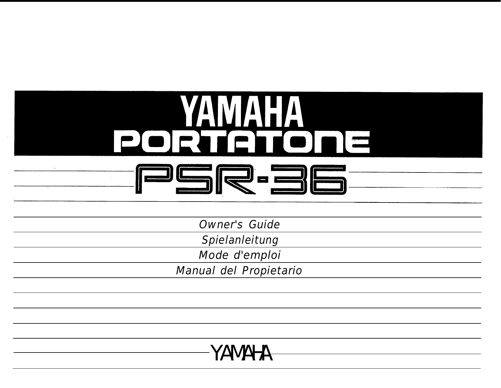 Yamaha PSR 36 Owner's Manual (Image) PSR36E