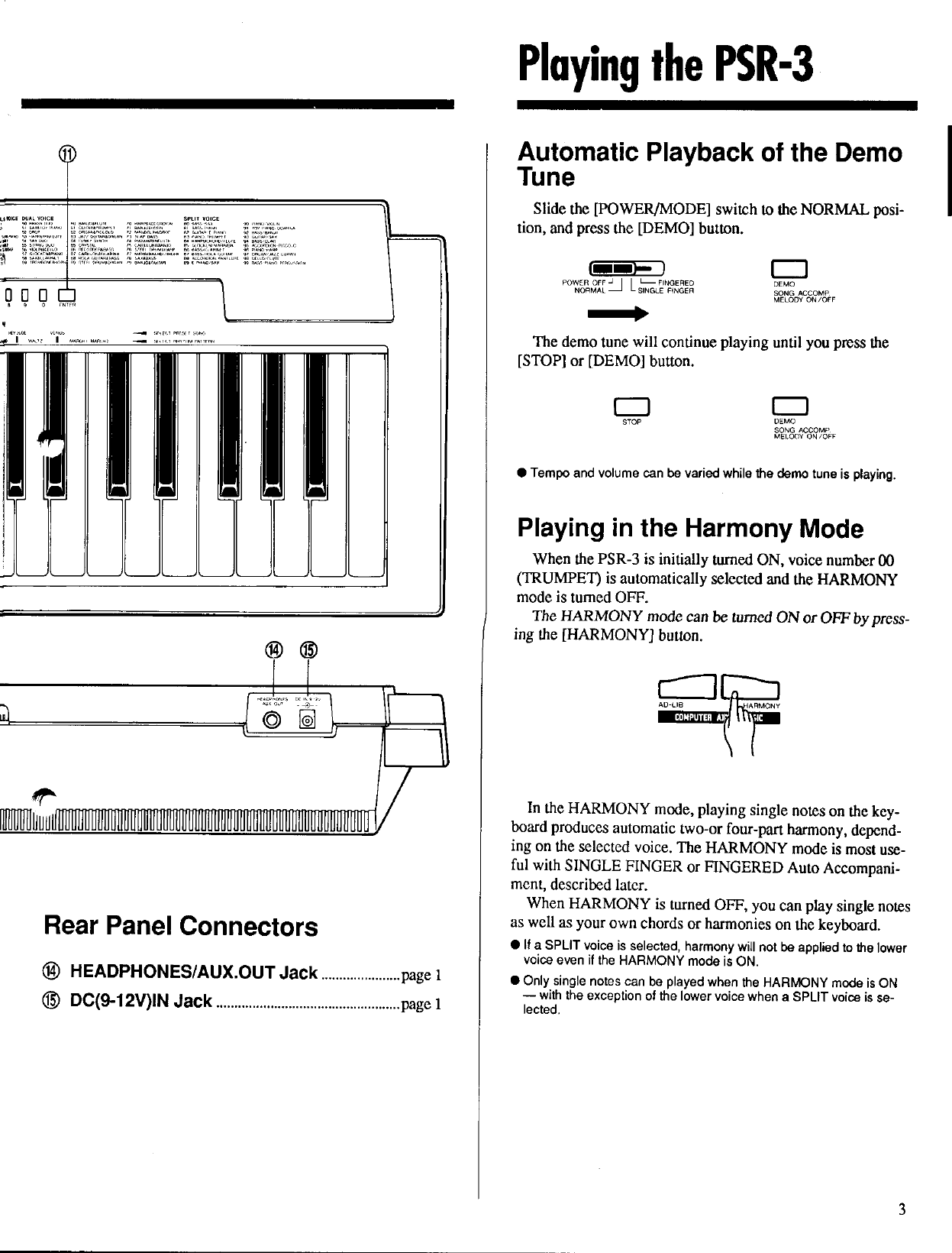 Page 5 of 10 - Yamaha  PSR-3 Owner's Manual (Image) PSR3E