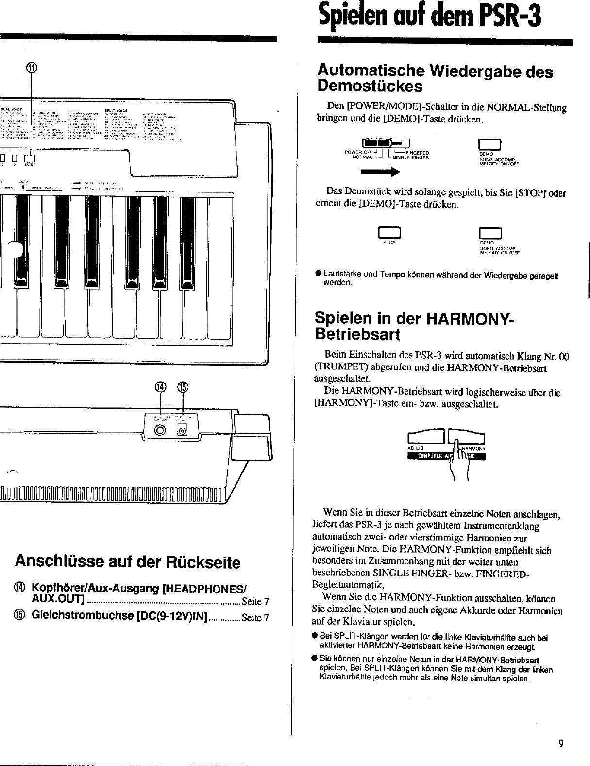 Page 5 of 12 - Yamaha  PSR-3 Owner's Manual (Image) PSR3G