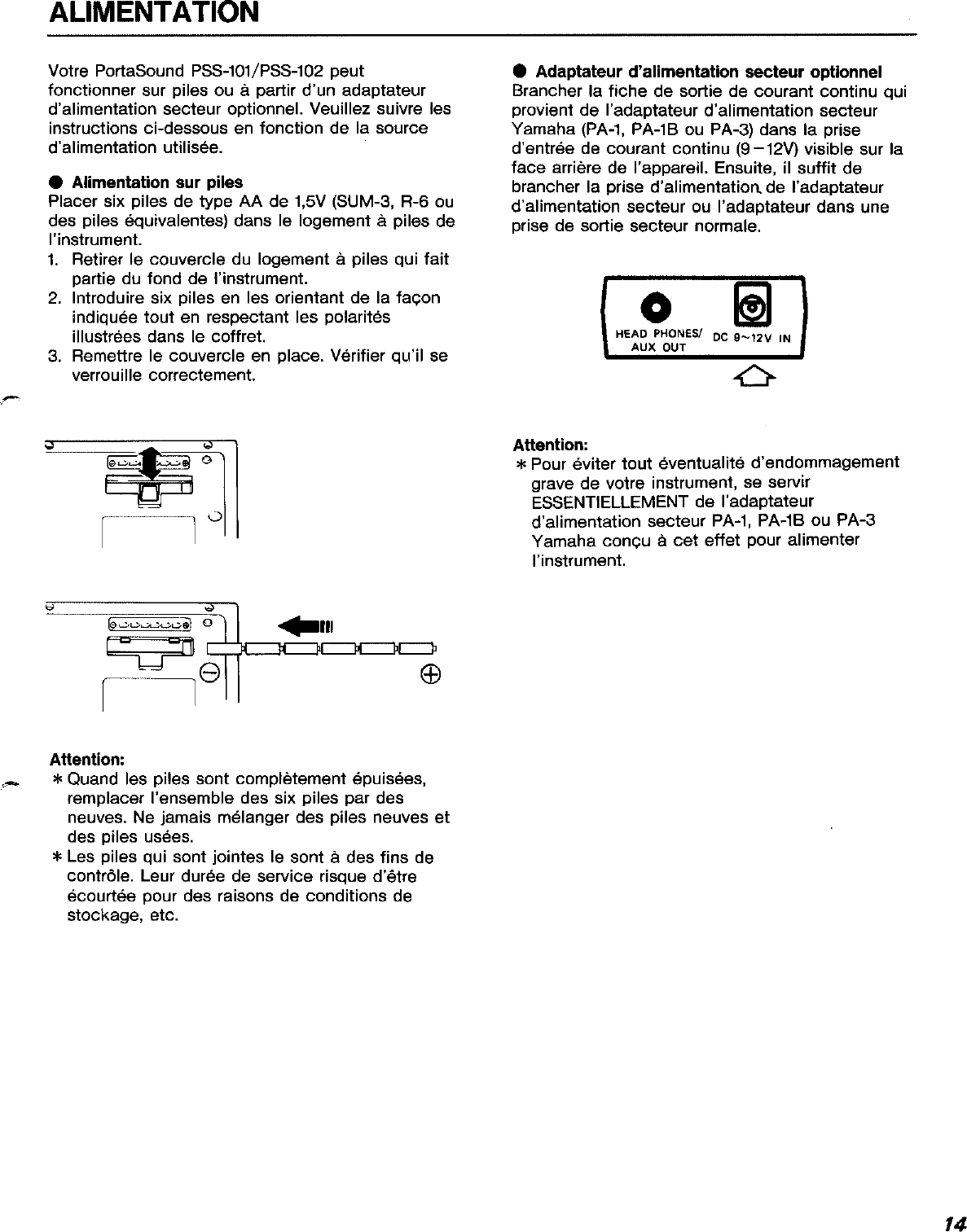 Page 3 of 11 - Yamaha  PSS-101/PSS-102 Owner's Manual (Image) PSS102F