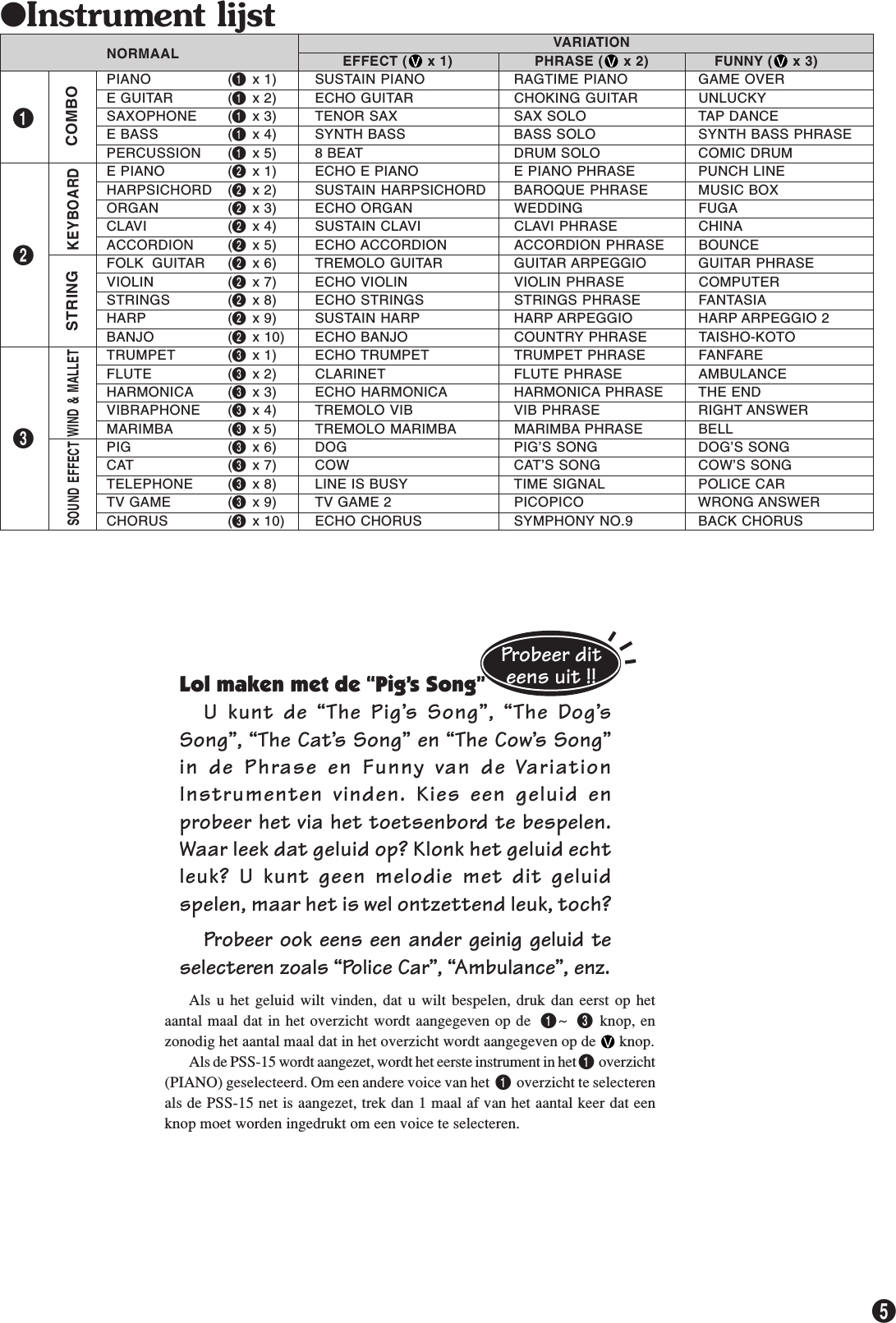 Page 5 of 8 - Yamaha PSS15NL PSS-15 Owner's Manual