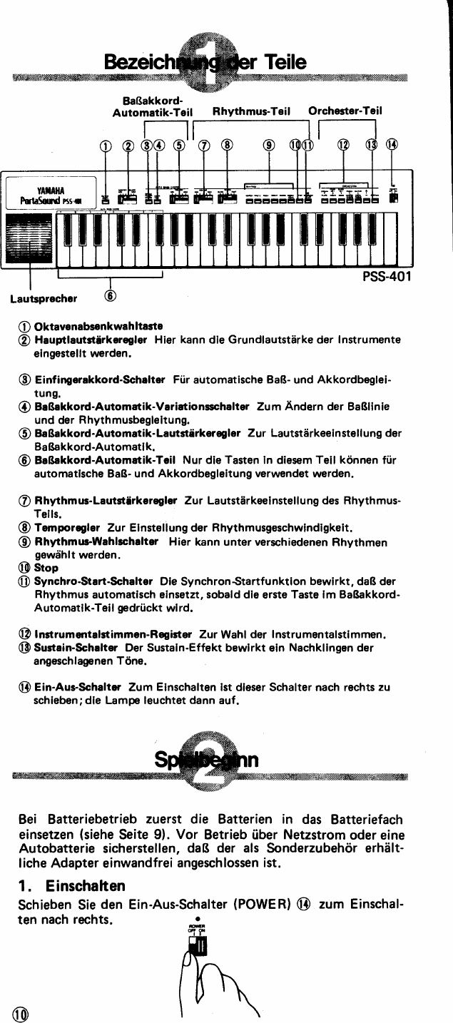 Page 3 of 10 - Yamaha  PSS-401 Owner's Manual PSS401G