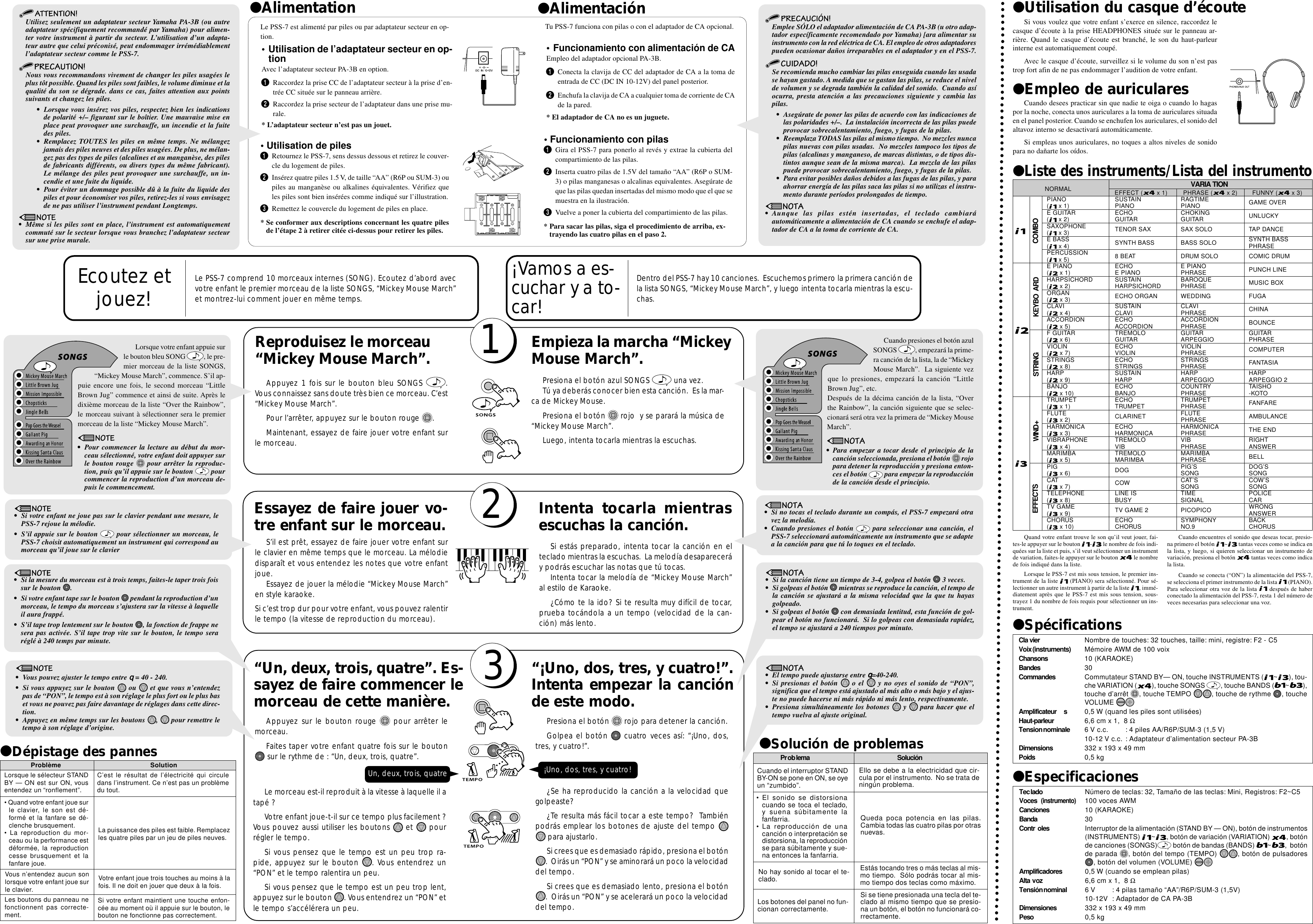 Page 2 of 4 - Yamaha FS1 PSS-7 Owner's Manual PSS7F