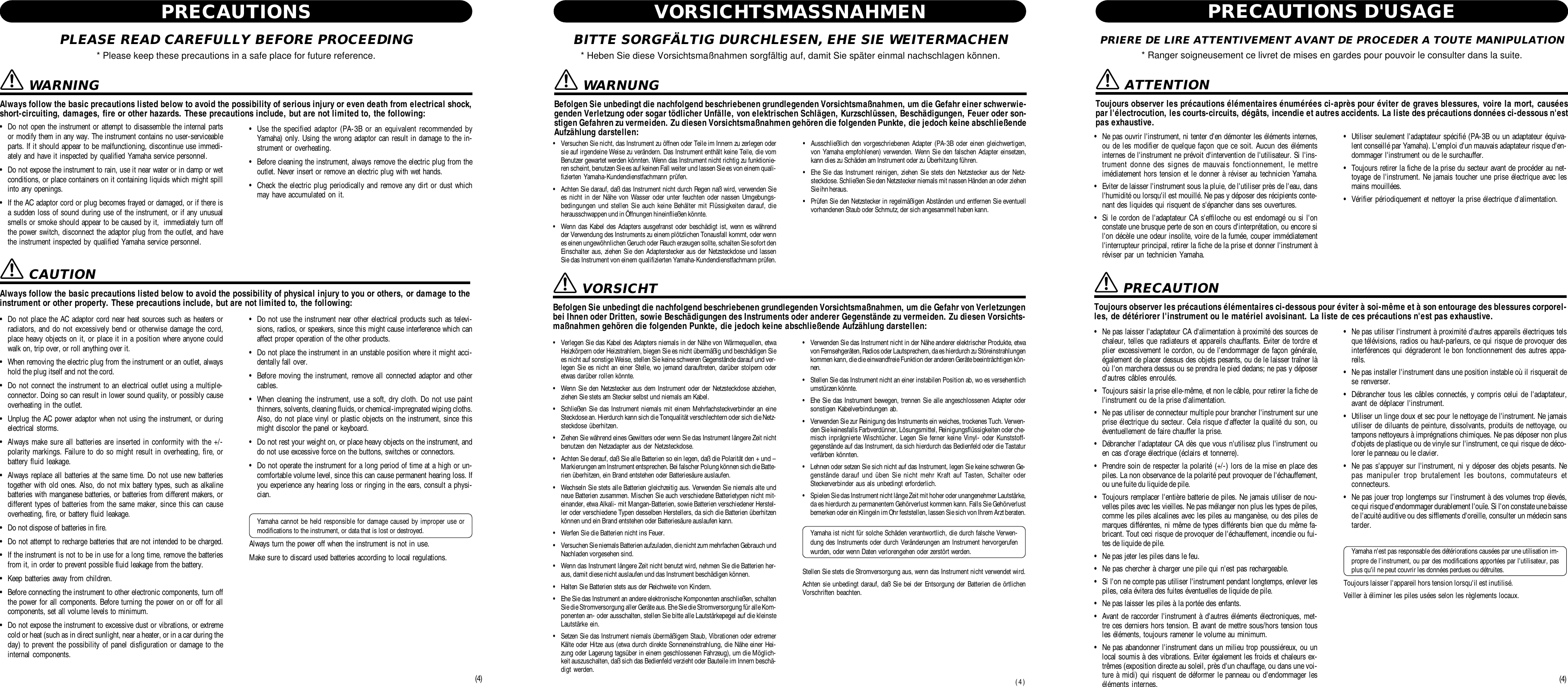 Page 3 of 4 - Yamaha FS1 PSS-7 Owner's Manual PSS7F