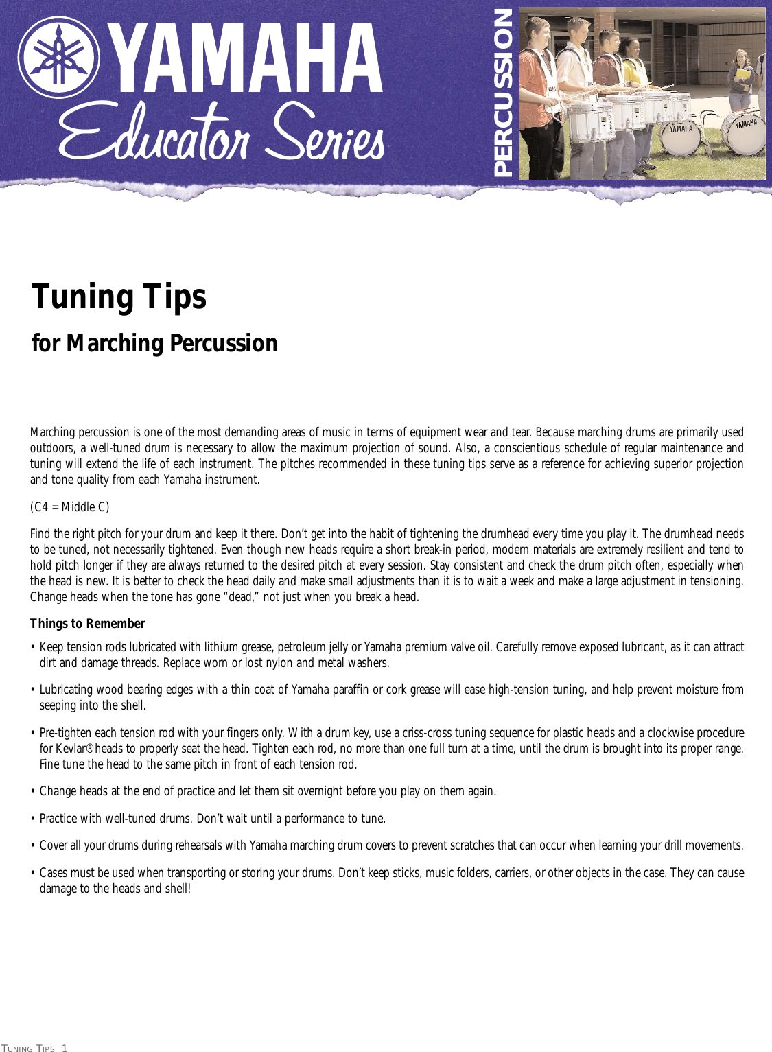 Page 1 of 2 - Yamaha Tuning Tips For Marching Percussion
