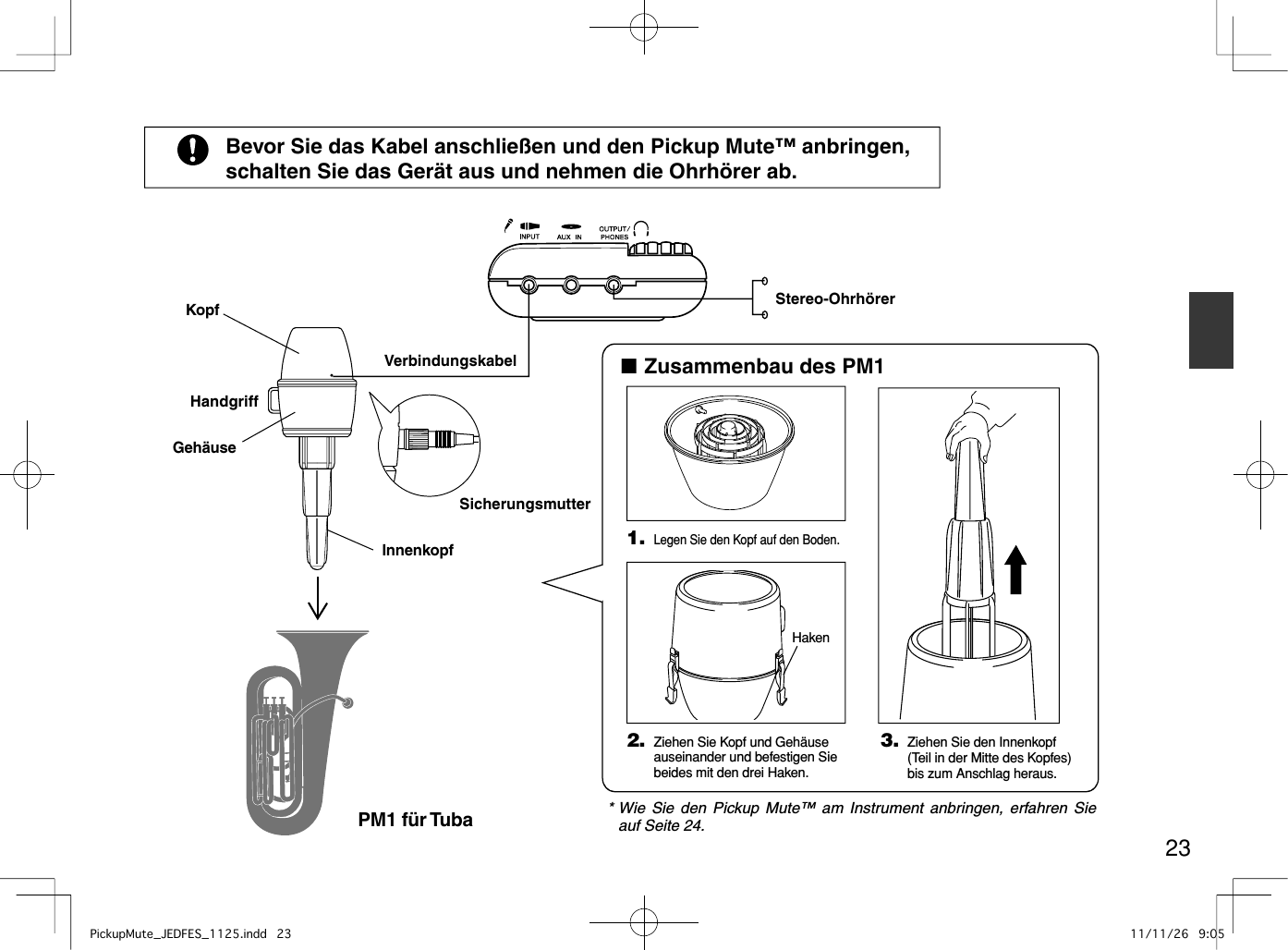 Page 6 of 9 - Yamaha  Pickup Mute™ PM Owner's Manual Mute DE