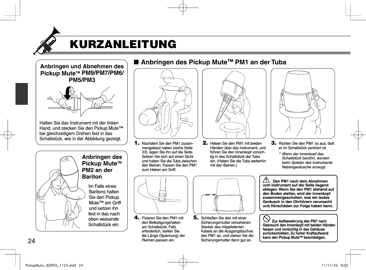 Page 7 of 9 - Yamaha  Pickup Mute™ PM Owner's Manual Mute DE