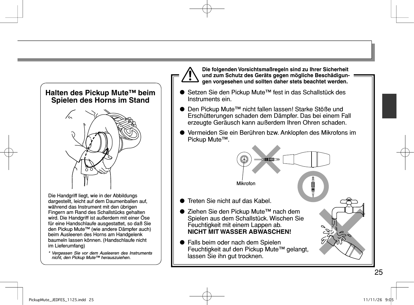 Page 8 of 9 - Yamaha  Pickup Mute™ PM Owner's Manual Mute DE