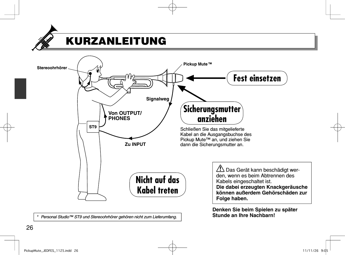 Page 9 of 9 - Yamaha  Pickup Mute™ PM Owner's Manual Mute DE