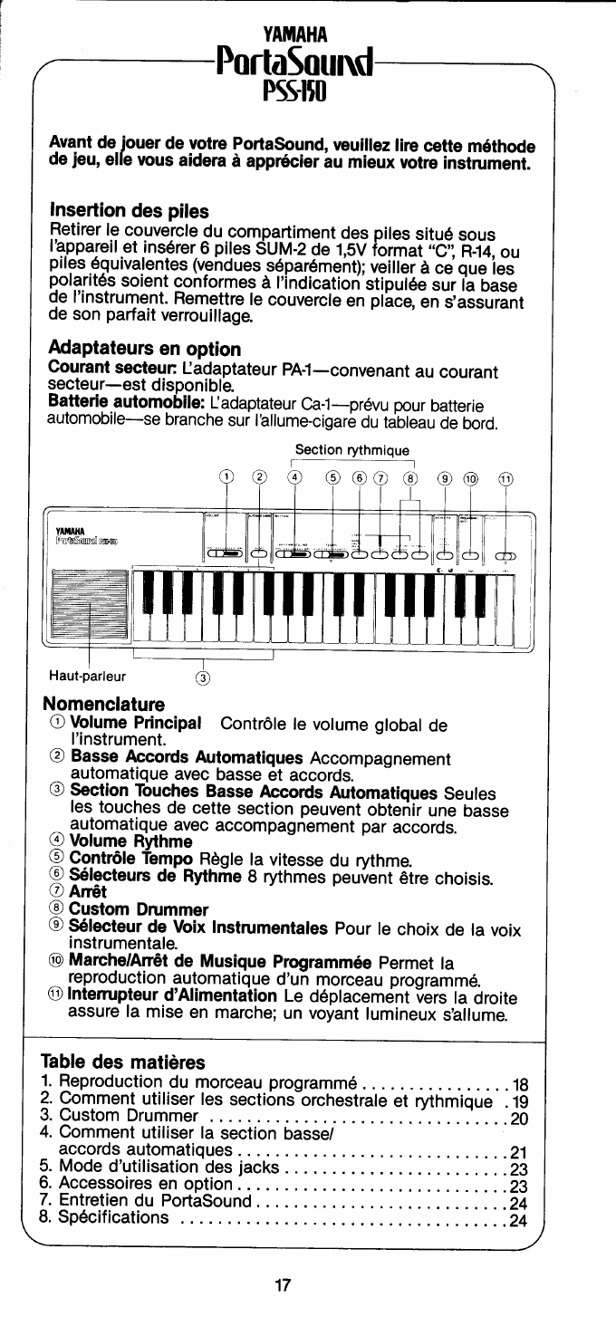 Page 2 of 11 - Yamaha Pss-150-Owners-Manual Yamaha-pss-150-owners-manual