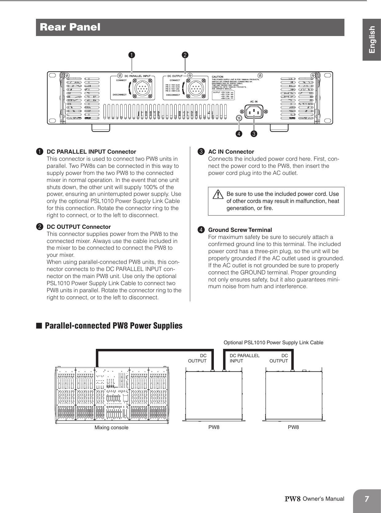 Page 7 of 10 - Yamaha Pw8-Users-Manual PW8 Owner's Manual  Yamaha-pw8-users-manual