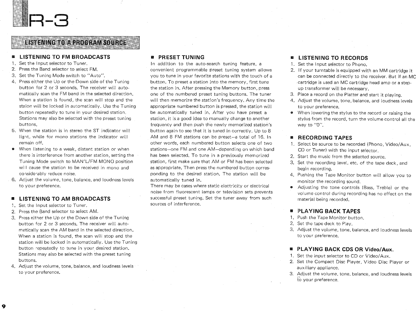 Page 10 of 12 - Yamaha .橡.ページ) R-3 OWNER'S MANUAL R3