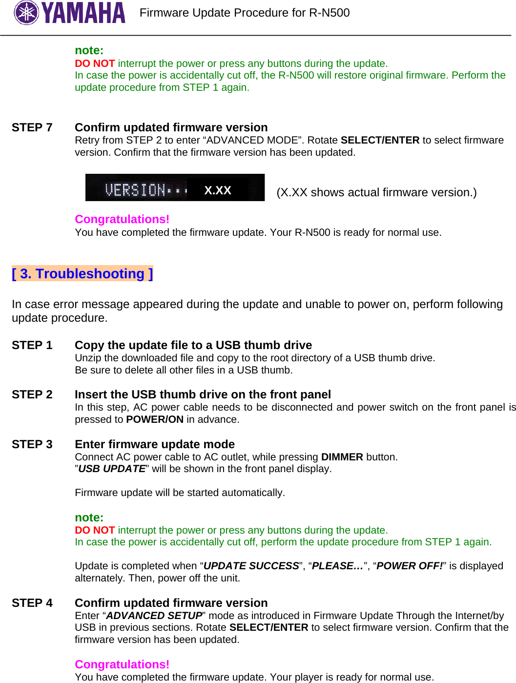 Page 4 of 4 - Yamaha - R-N500 Firmware Update Procedure_EN Procedure EN