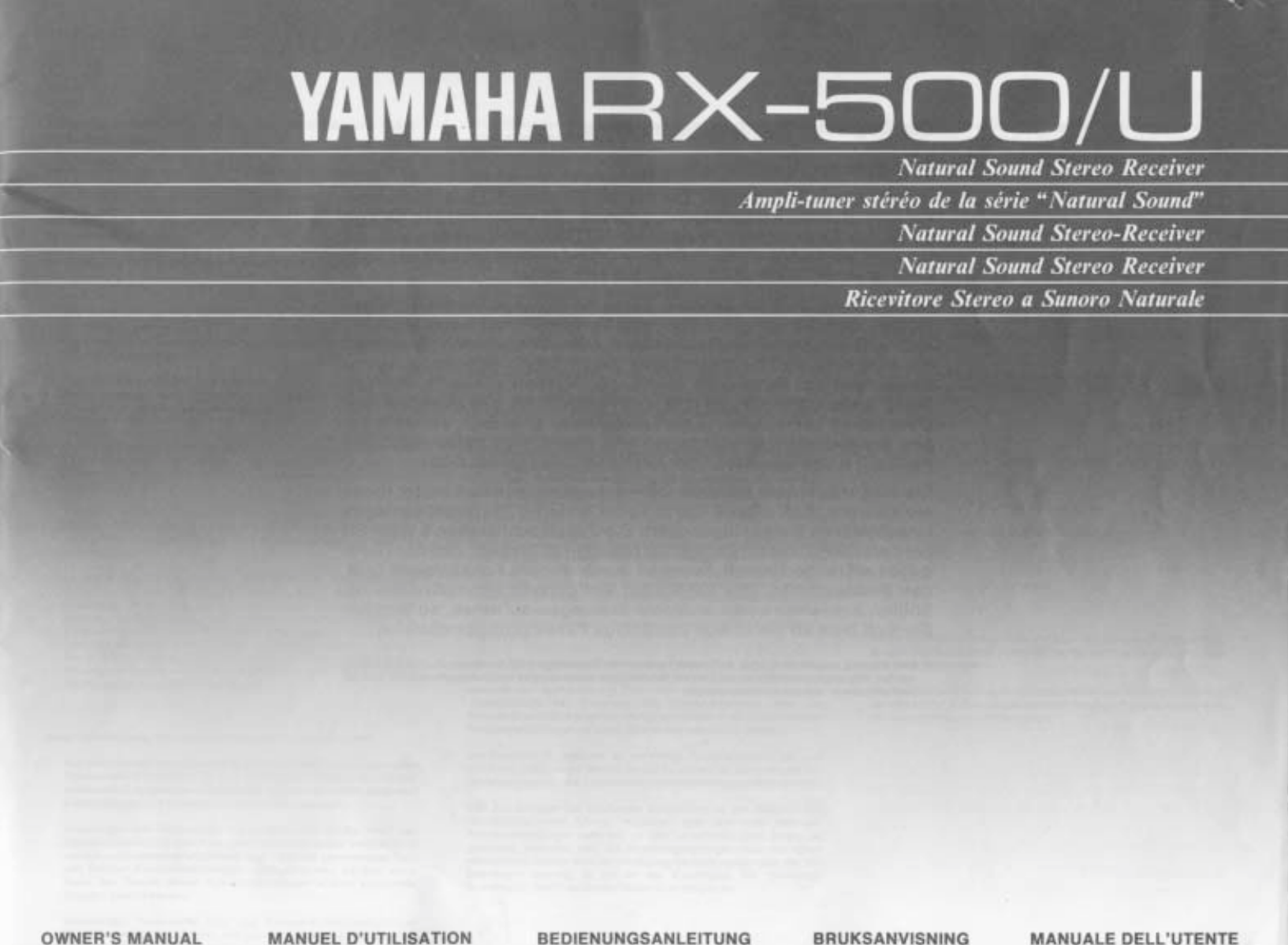 Yamaha Rx500a Yamaha RX 500 OUNER'S MANUAL RX500kai