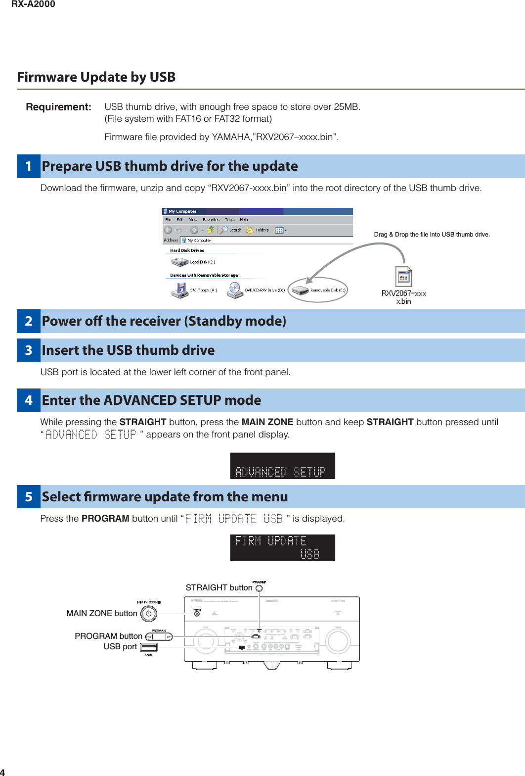 Page 4 of 6 - Yamaha FIRMWARE UPDATING PROCEDURE RX-A2000 Update Version 3.50_Installation_Manual RXA2000 Installation Manual