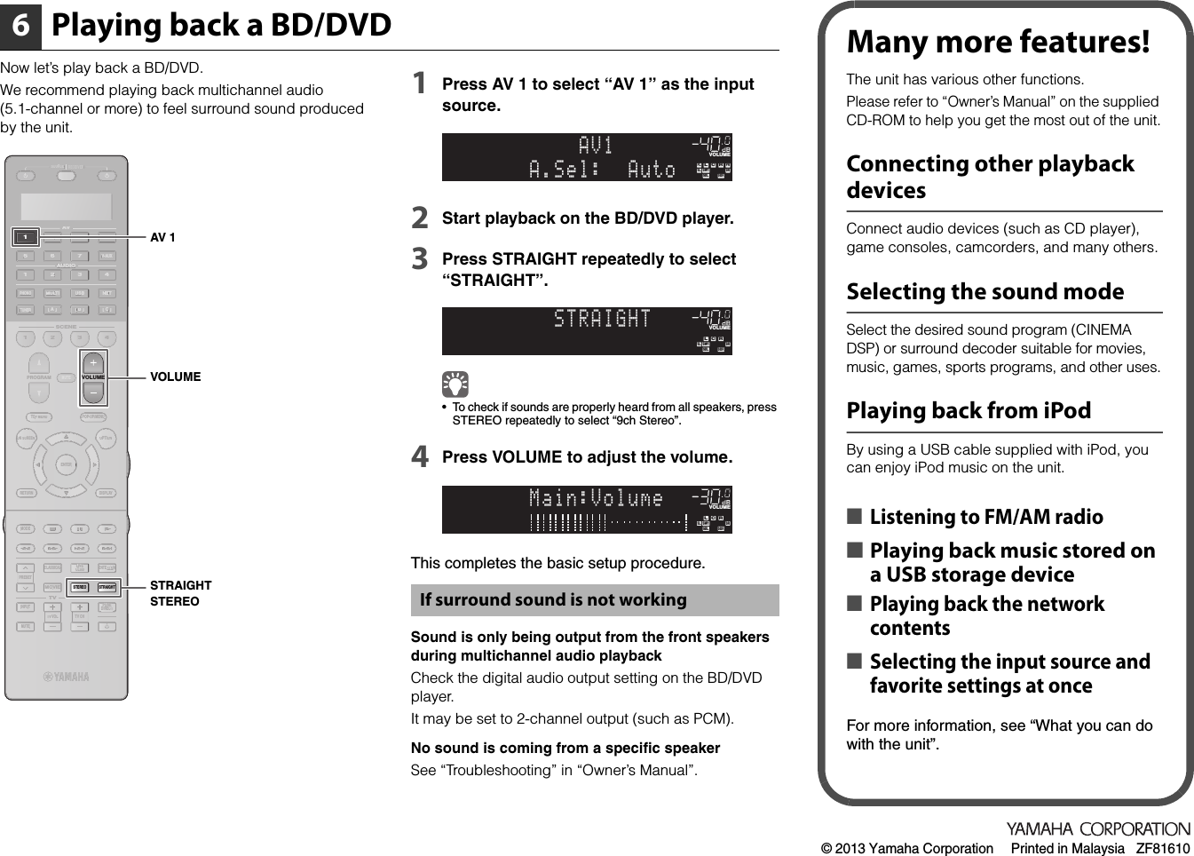 Page 8 of 8 - Yamaha  RX-A3030/A2030 Easy Setup Guide RX-A3030 2030 Esg UAB