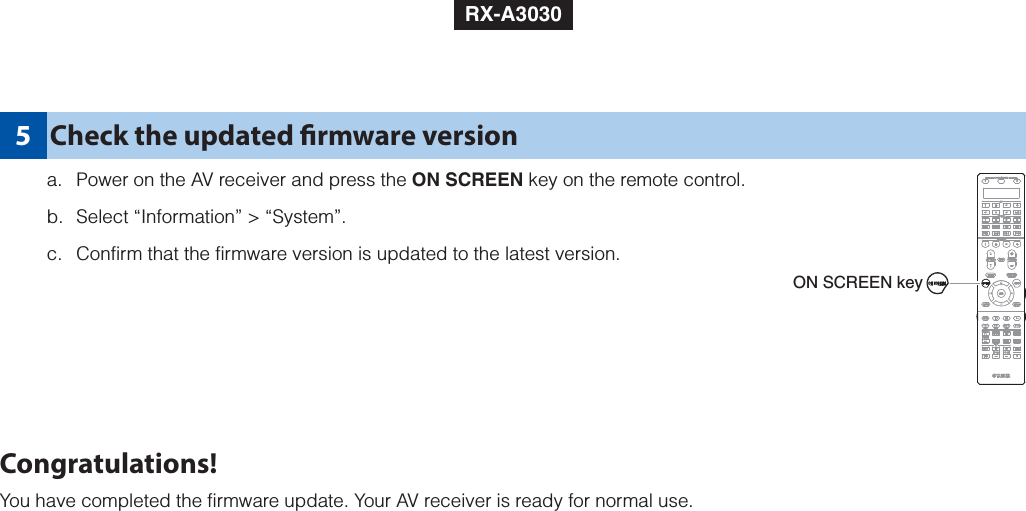 Page 3 of 6 - Yamaha Firmware Update RX-A3030/RX-A2030/RX-V3075/RX-V2075 Version 1.70_Installation_Manual RXA3030