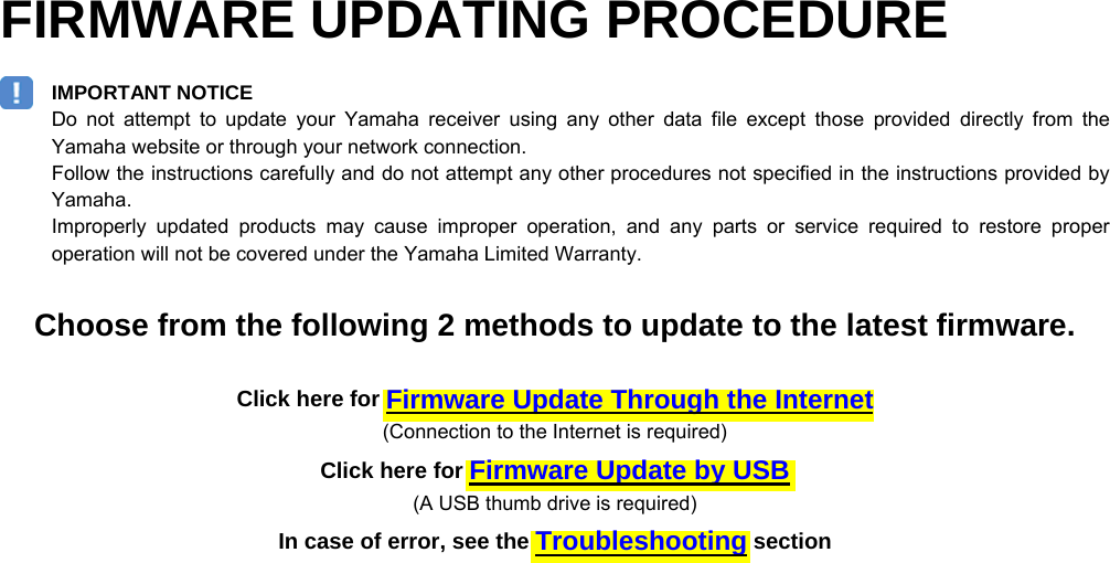 Page 1 of 6 - Yamaha - Update_RX-A740 RX-A740 Firmware Update Installation Manual