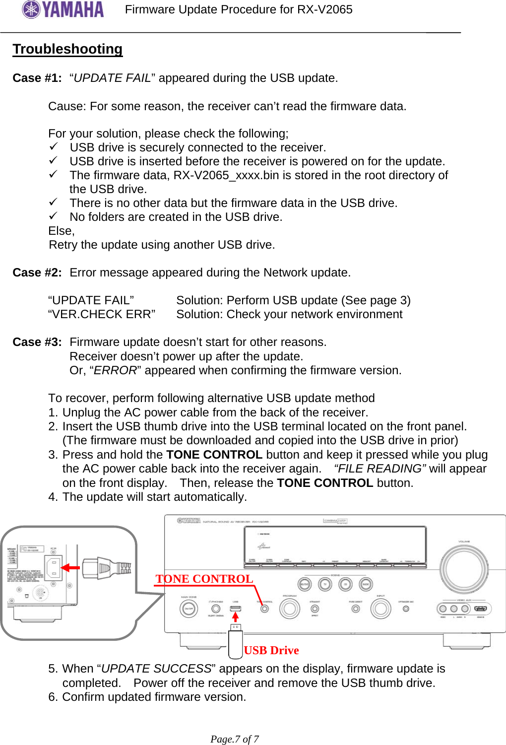 Page 7 of 7 - Yamaha - RXV2065 UserUpdate Instruction__V__rev8 RX-V2065 FIRMWARE UPDATE VERSION 033.103.026 (USA )