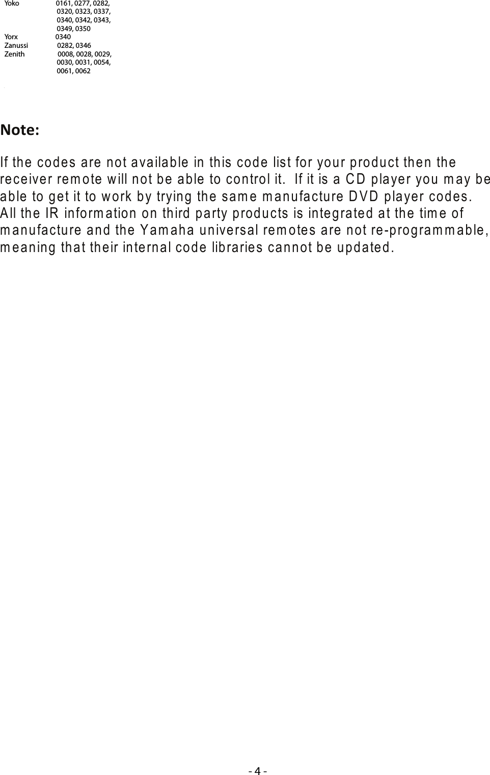 Page 5 of 5 - Yamaha 01_om_rx-v367 RX-V367 How Do I Program My TV Remote Control Codes Into The Programing For Key Operations