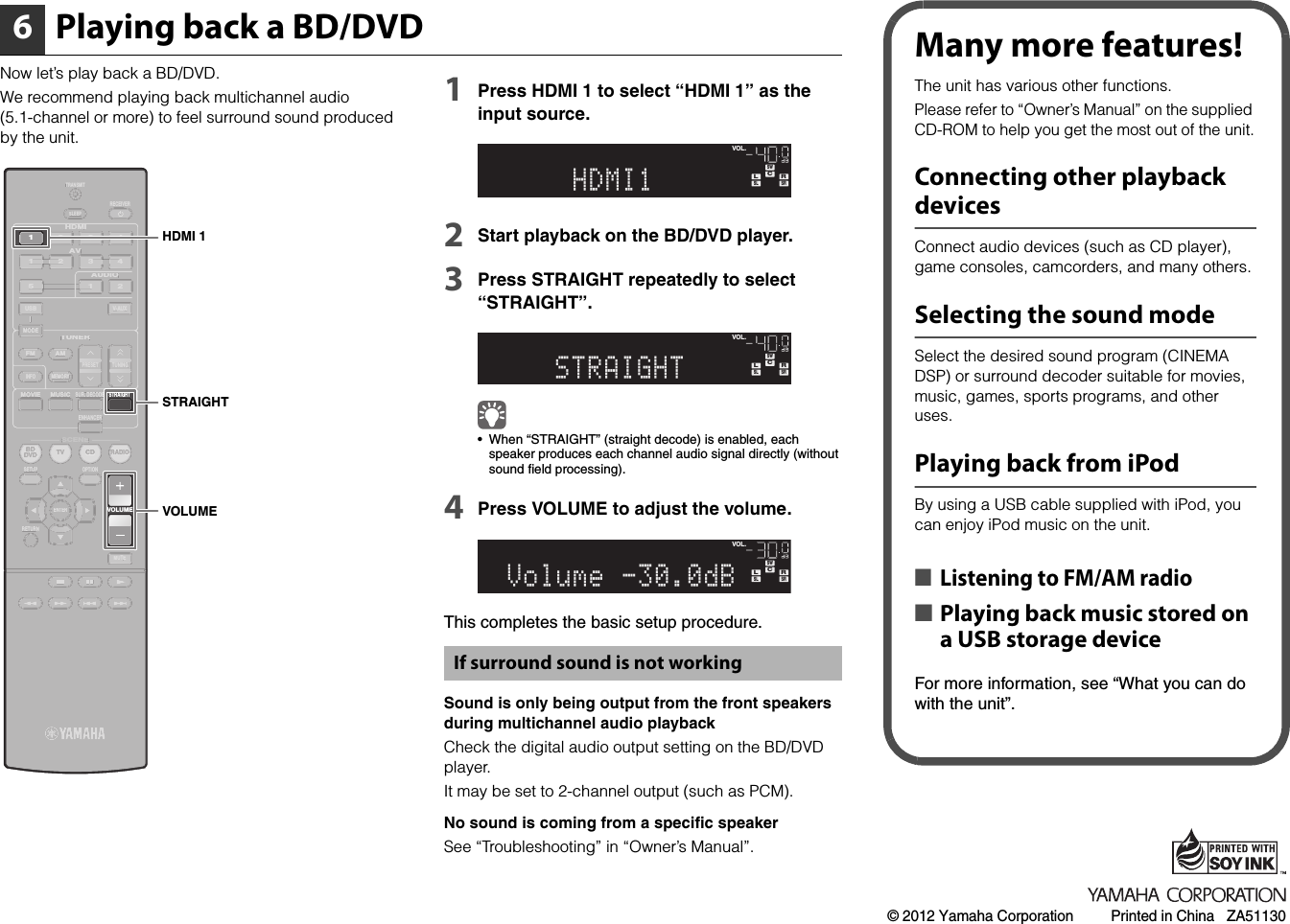 Page 8 of 8 - Yamaha  RX-V373 Easy Setup Guide