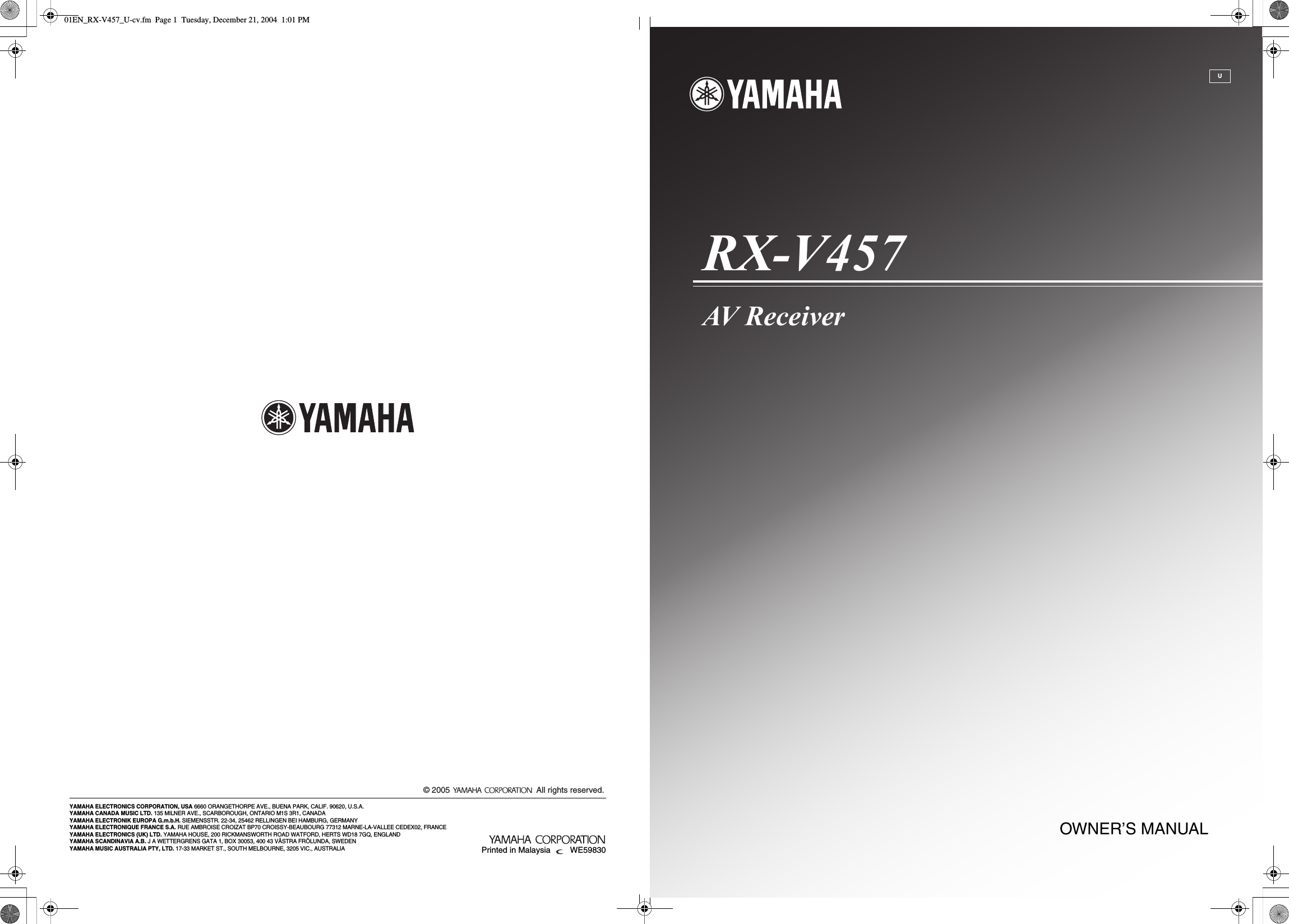 RXV457 User Guide Page 1