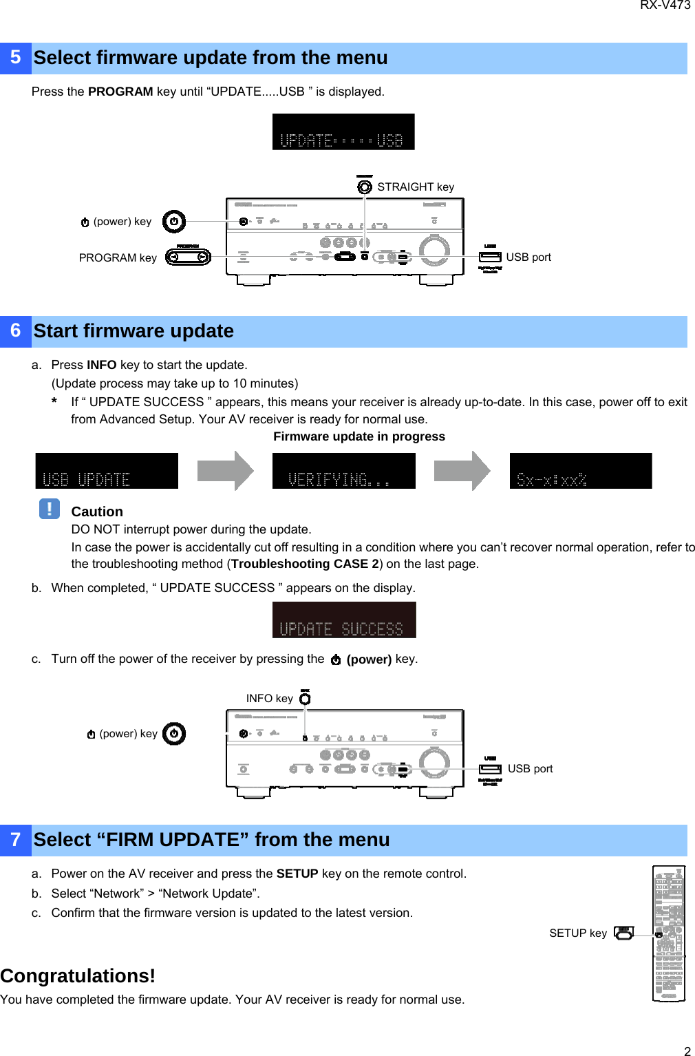 Page 2 of 3 - Yamaha Firmware Update RX-V473 Version 1.16_Installation_Manual RXV473