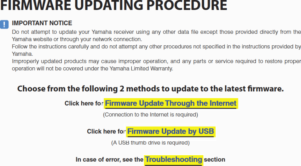 Page 1 of 6 - Yamaha RX-V475/RX-V575/HTR-4066/HTR-5066 Firmware Update Installation Manual RXV475