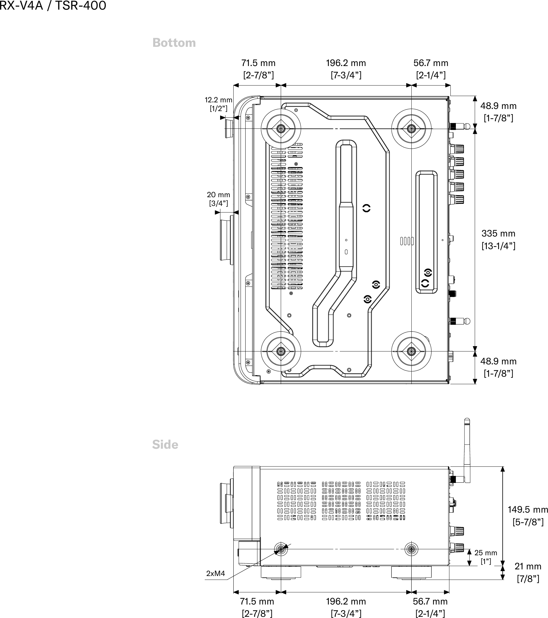 Yamaha RX V4A TSR 400 Dimension Drawing V4A_TSR