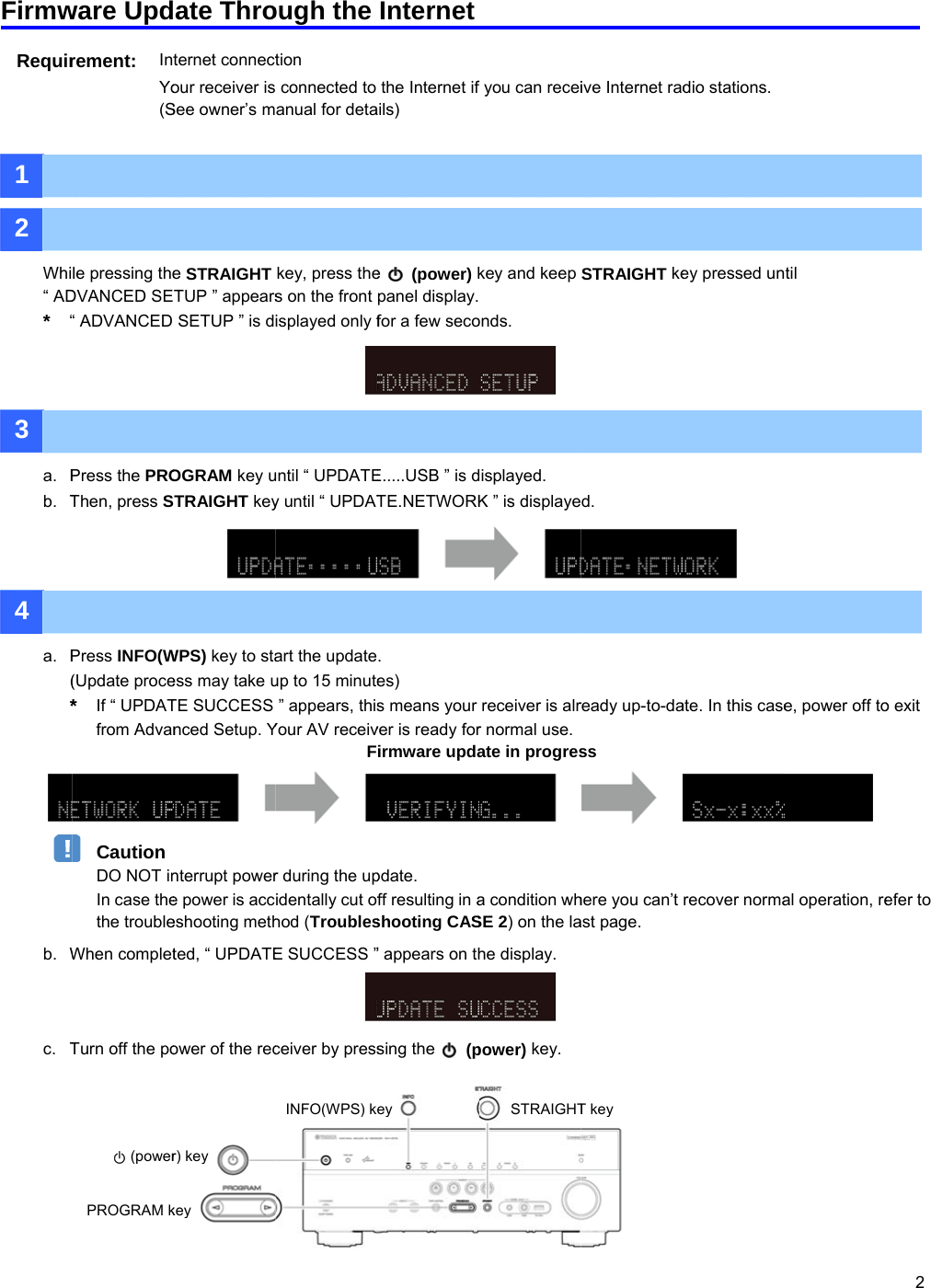 Page 2 of 6 - Yamaha - UPDATE_RXV577_Ex RX-V577 Firmware Update Installation Manual