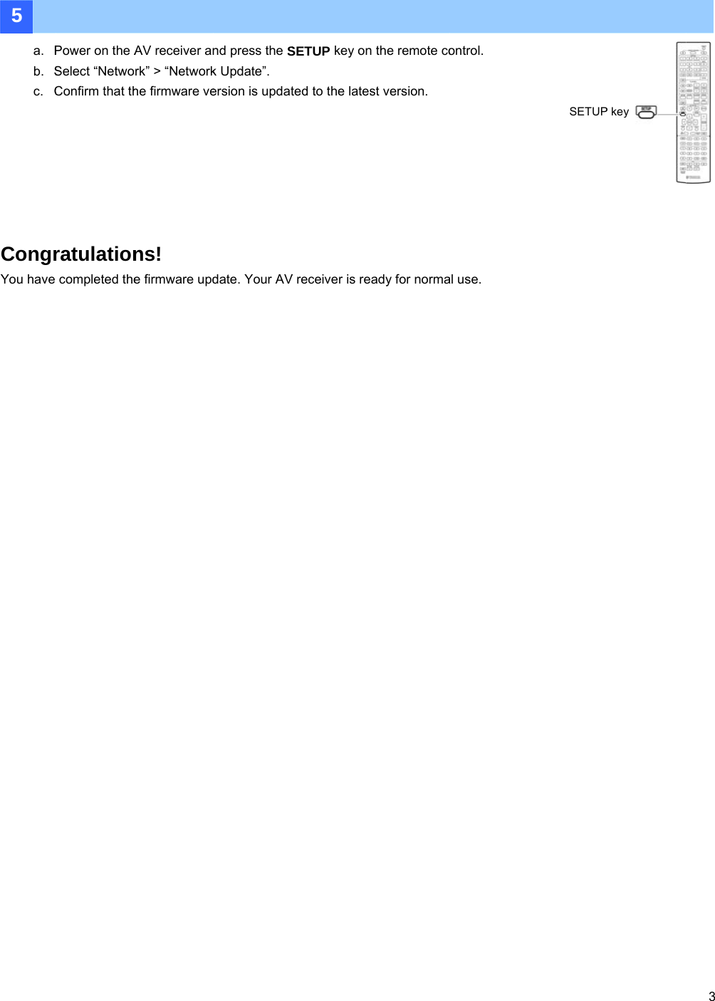 Page 3 of 6 - Yamaha - UPDATE_RXV577_Ex RX-V577 Firmware Update Installation Manual