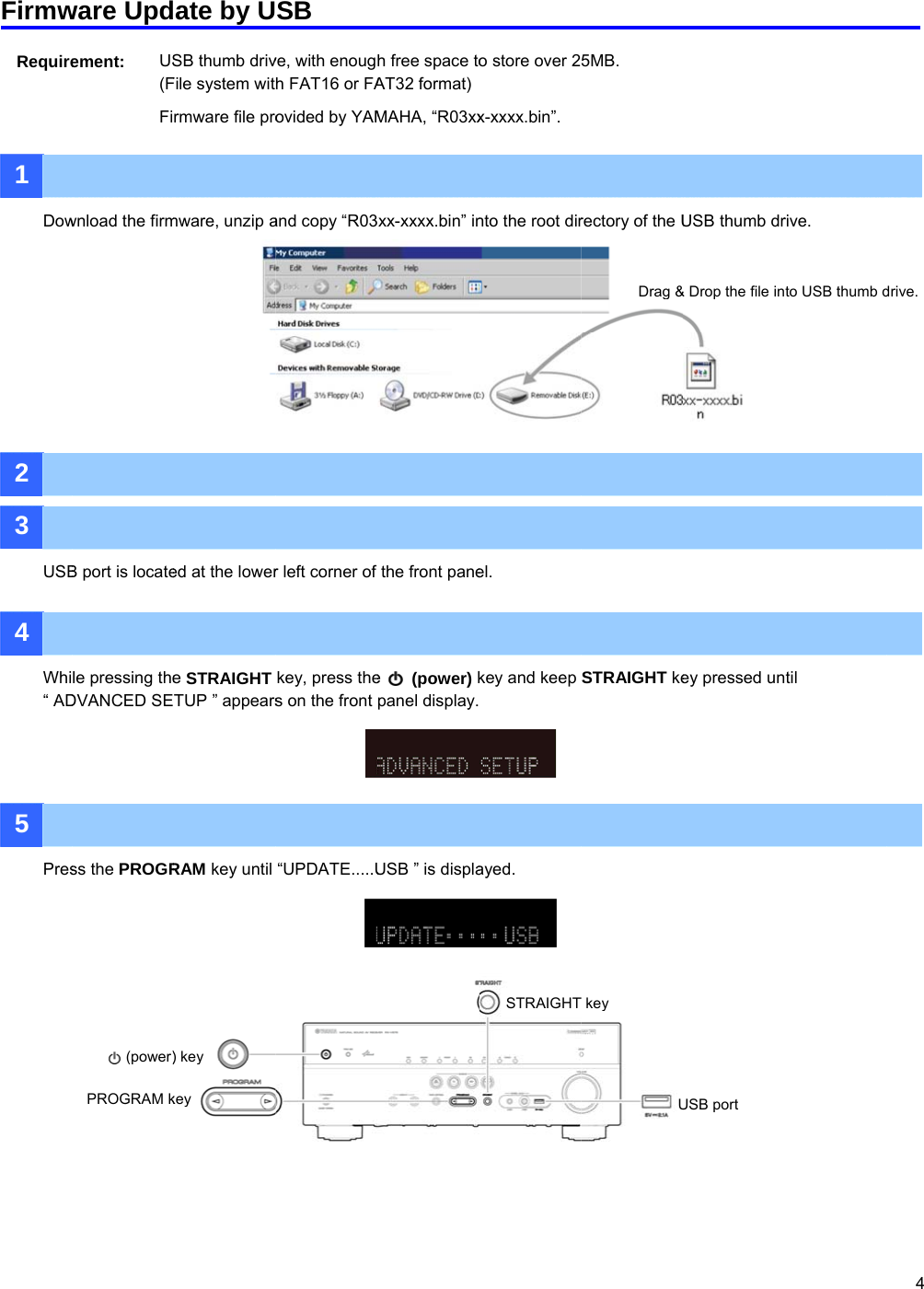 Page 4 of 6 - Yamaha - UPDATE_RXV577_Ex RX-V577 Firmware Update Installation Manual