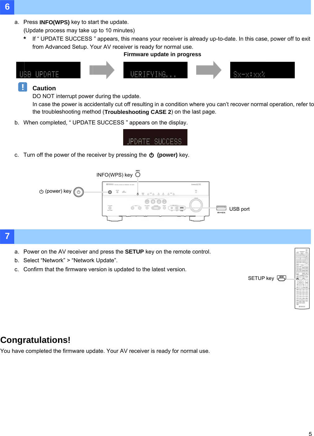 Page 5 of 6 - Yamaha - UPDATE_RXV577_Ex RX-V577 Firmware Update Installation Manual