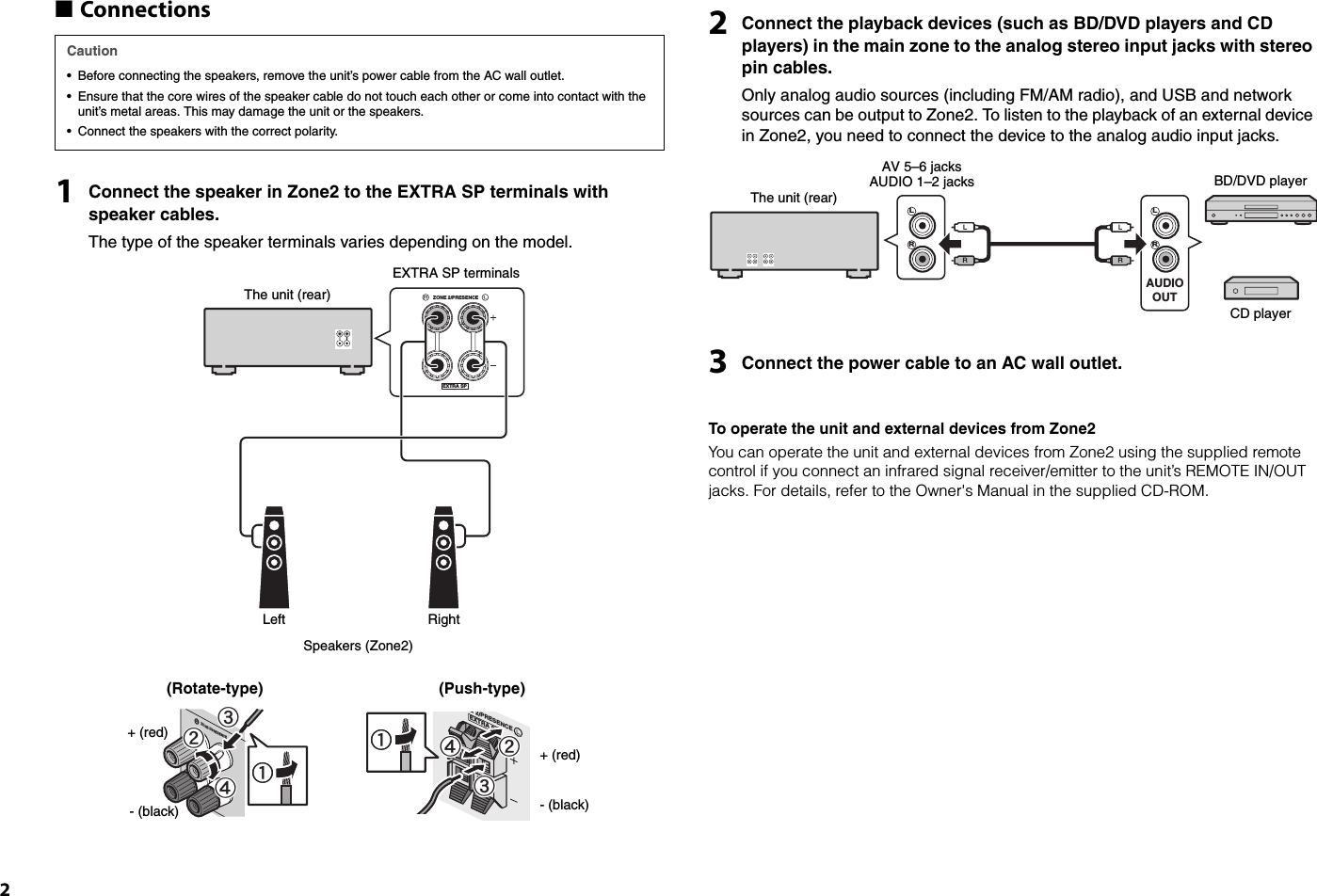 Page 2 of 4 - Yamaha  RX-V673 Quick Guide