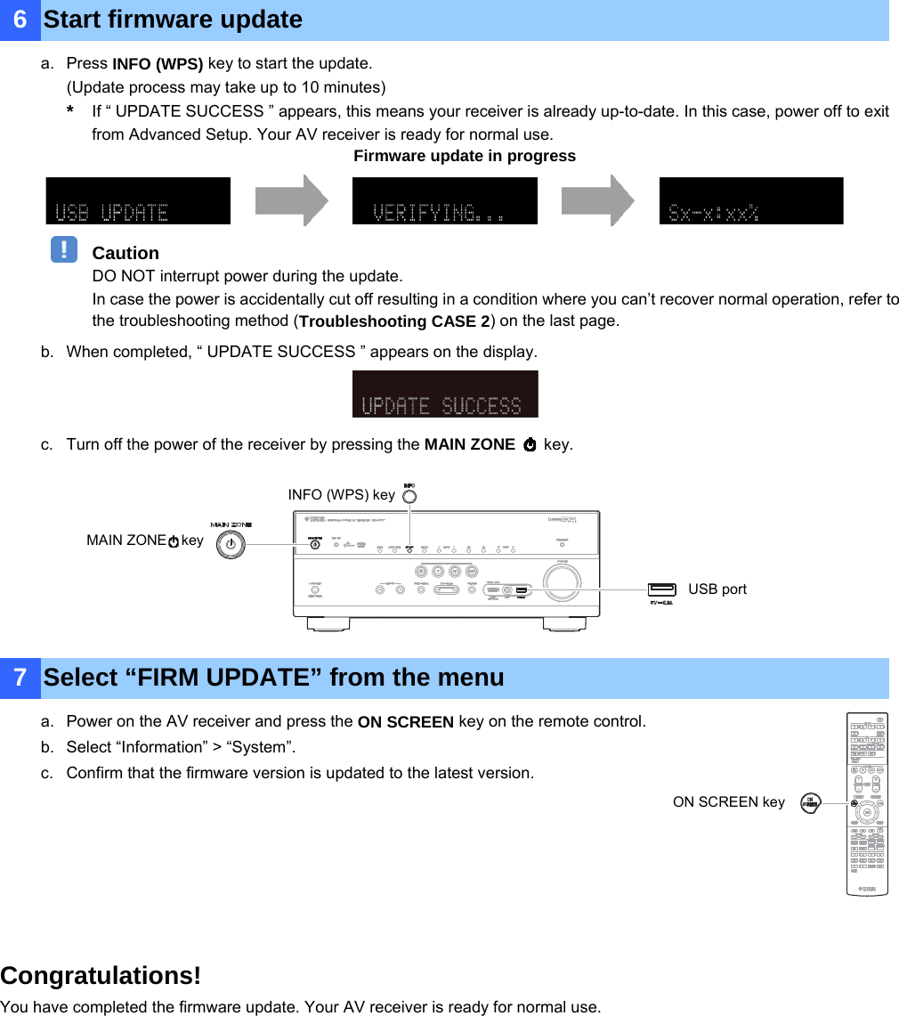 Yamaha Update_RX V677_HTR 6067 RX V677 Firmware Update Installation Manual