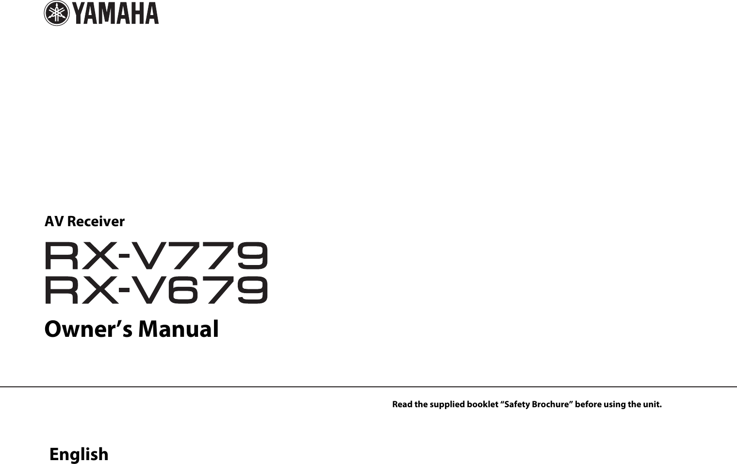 Yamaha RX V779/RX V679 Owner's Manual V779 Om UCRABGLFH En