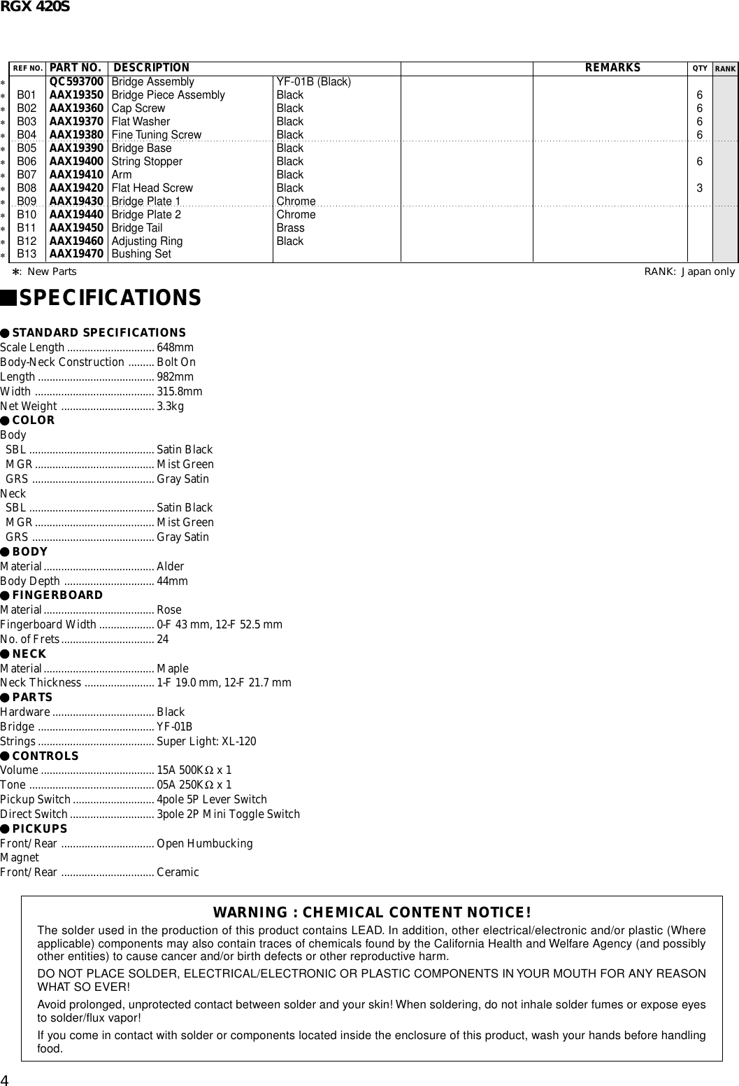 Page 4 of 5 - Yamaha Rgx-420S-Users-Manual RGX 420S  Yamaha-rgx-420s-users-manual